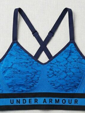 Under Armour Blue Marble Print Crossback Sports Bra Medium Support